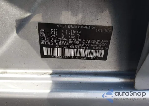 2019 Subaru Impreza 2.0I from USA, damaged, VIN 4S3GTAB62K3710645
